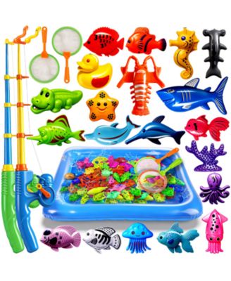 20 Fish Fishing Game Set Kids Water Bath Toy Pool Pole Rod Net Floating Fish Toddler Gift
