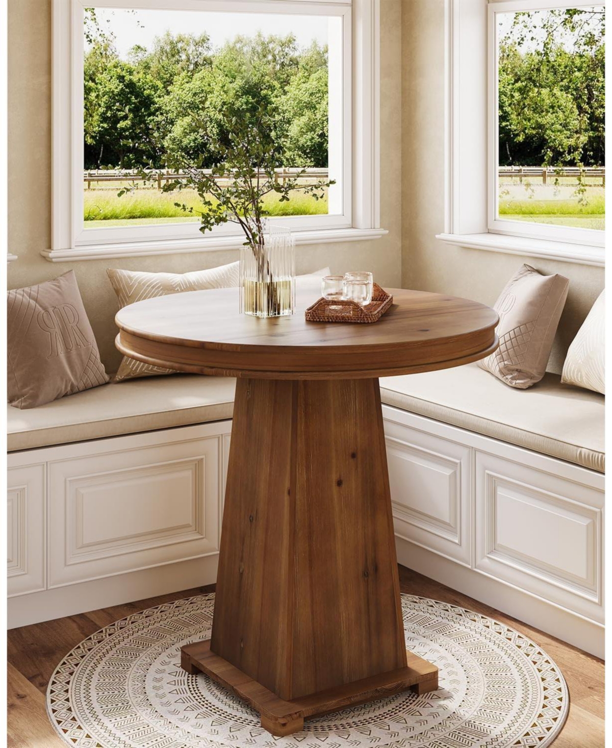 Tribesigns Solid Wood Round Dining Table, 31.5" Small Kitchen Table for 2, Modern Farmhouse Dinner Table (Only Table)