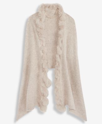 Women's Knit Twisted Faux-Fur-Trim Wrap