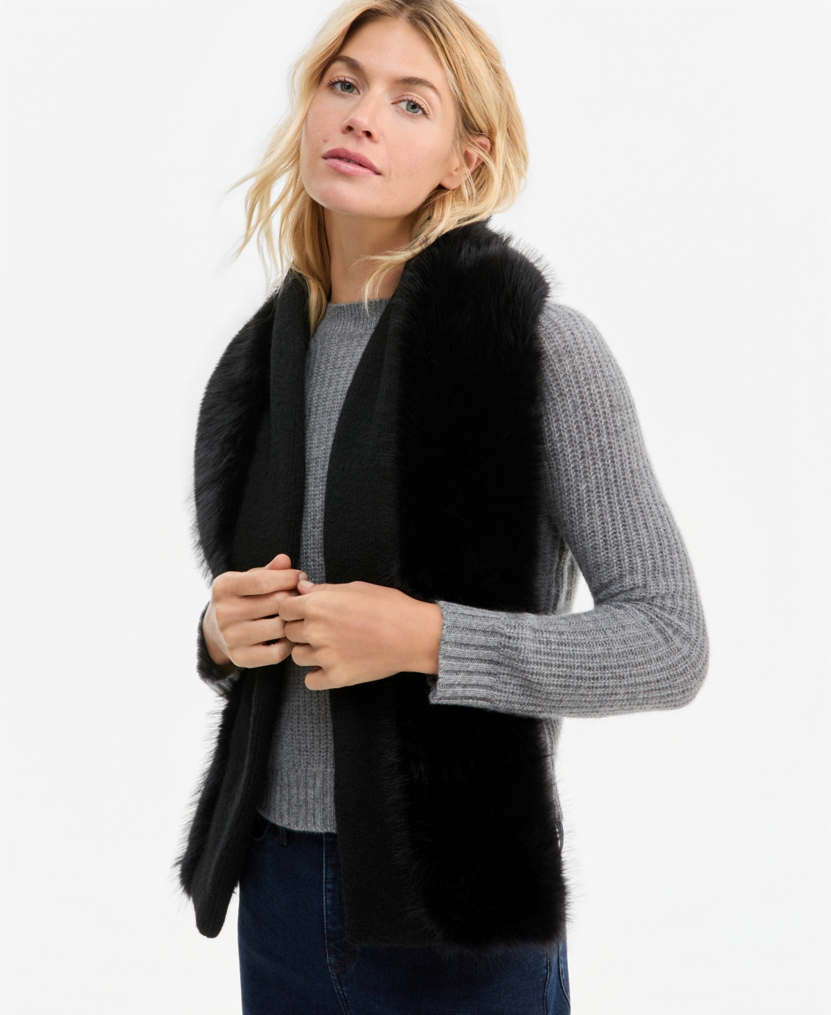 I.n.c. International Concepts Women's Knit and Faux-Fur Trim Muffler, Macy's Exclusive