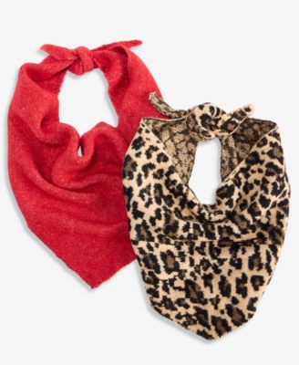 Women's Leopard-Print and Solid Two-Pack Triangle Scarf Gift Set