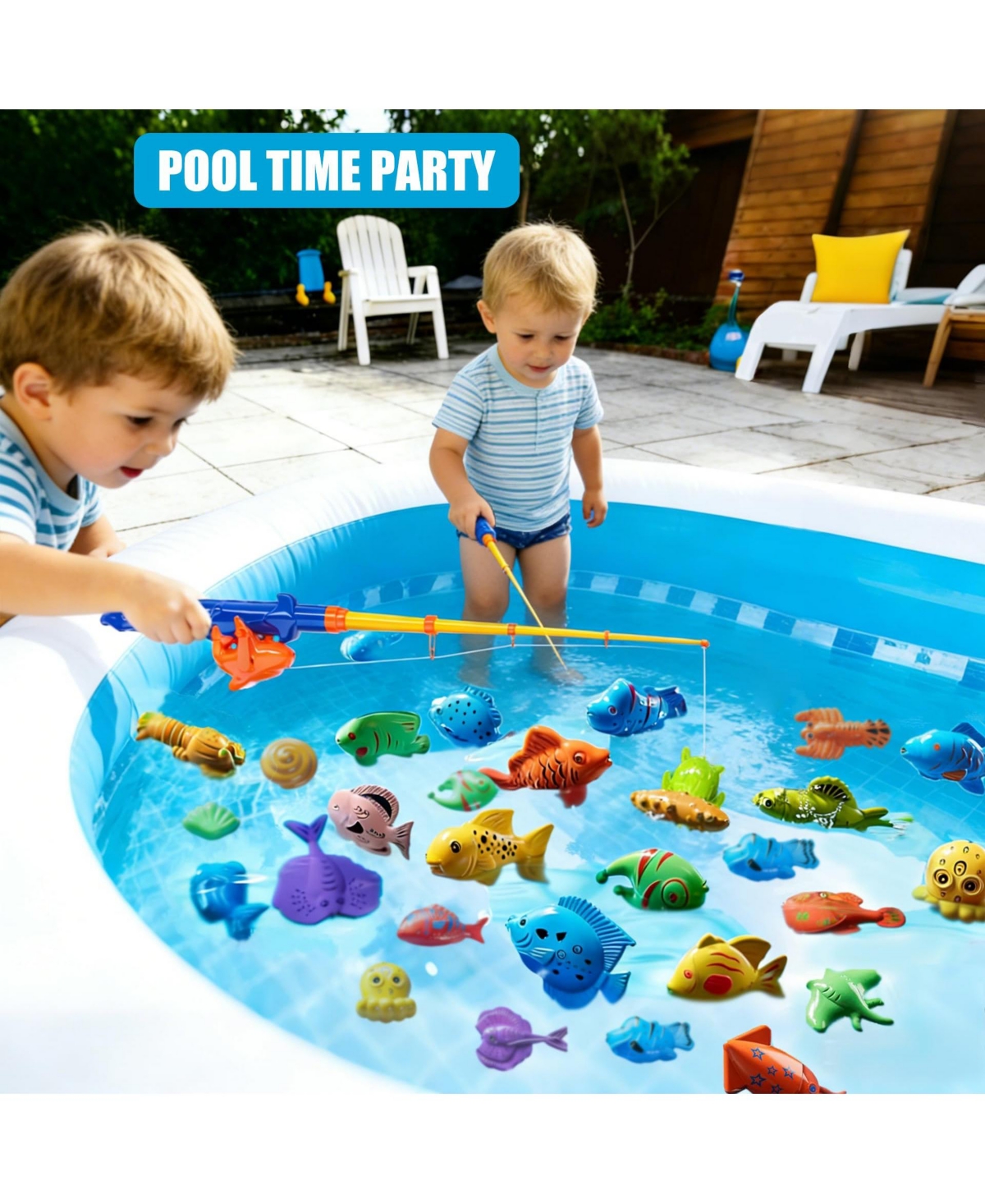 Gnuadz 48Floating Fishing Game Bath Toy Floating Fish Pole Rod Net Kids Learning Play