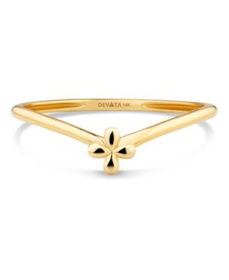 Flower on Chevron Ring in 14K Gold