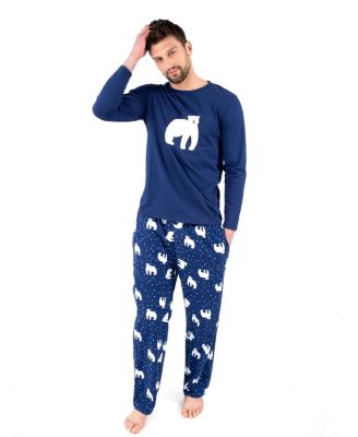 Men's 2-pieces Cotton Top and Flannel Pants Pajama Set