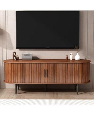 55" Modern TV Stand, with Storage Compartment and Sliding Door, Entertainment Center Media Console Table, for Living room, Bedroom