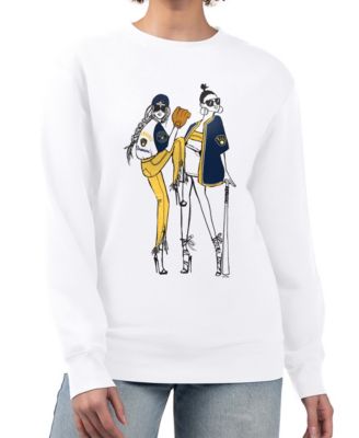 Women's White Milwaukee Brewers Baseball Girls Fleece Pullover Sweatshirt