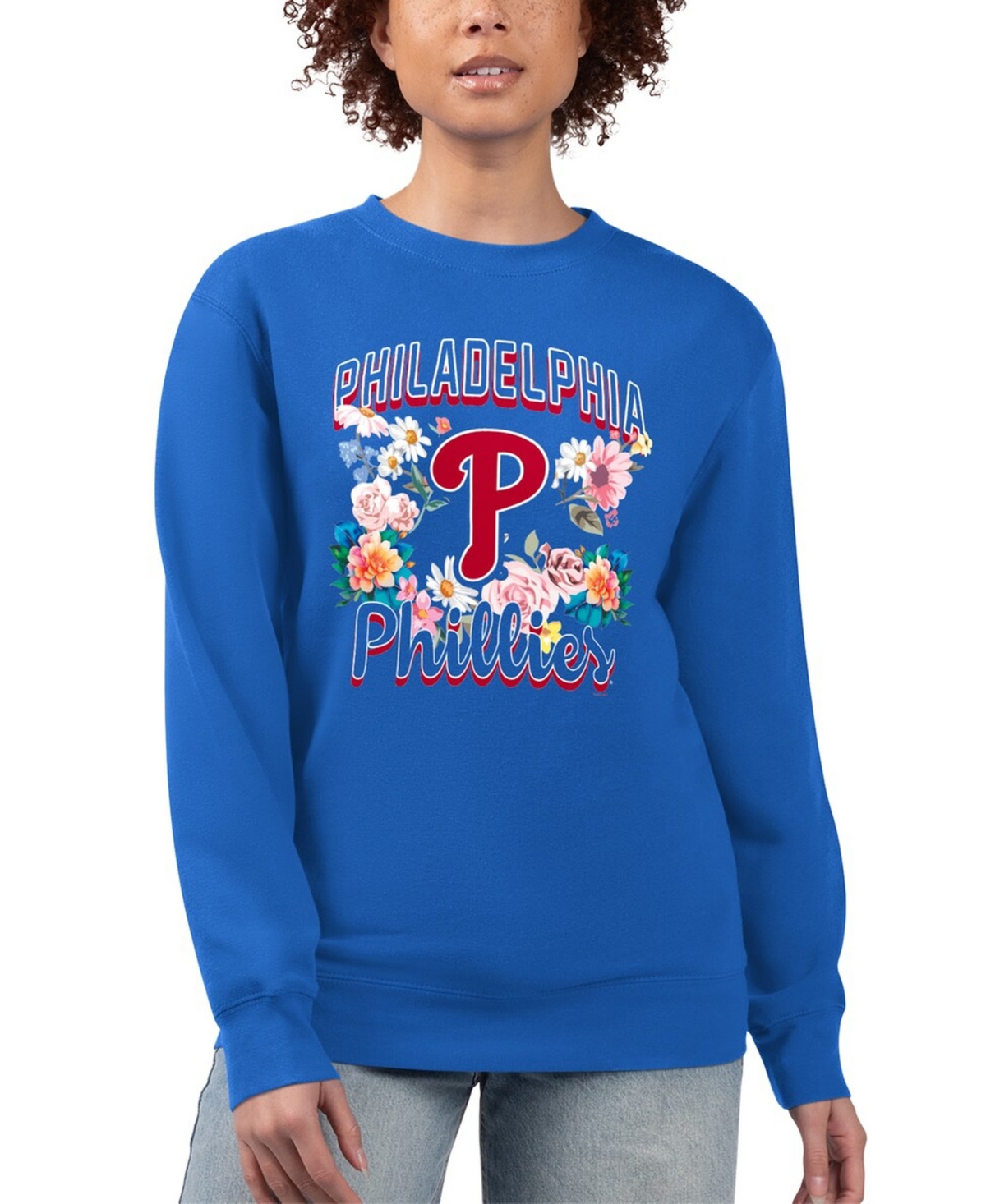G-iii 4Her by Carl Banks Women's Royal Philadelphia Phillies Flowers Graphic Pullover Sweatshirt - Royal