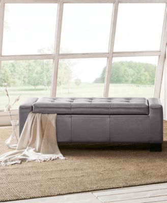 Clay Faux-Leather Storage Ottoman