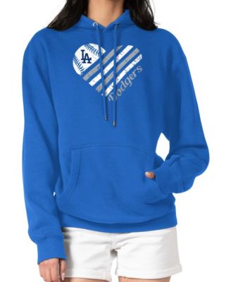 Women's Royal Los Angeles Dodgers Heart Fleece Pullover Hoodie