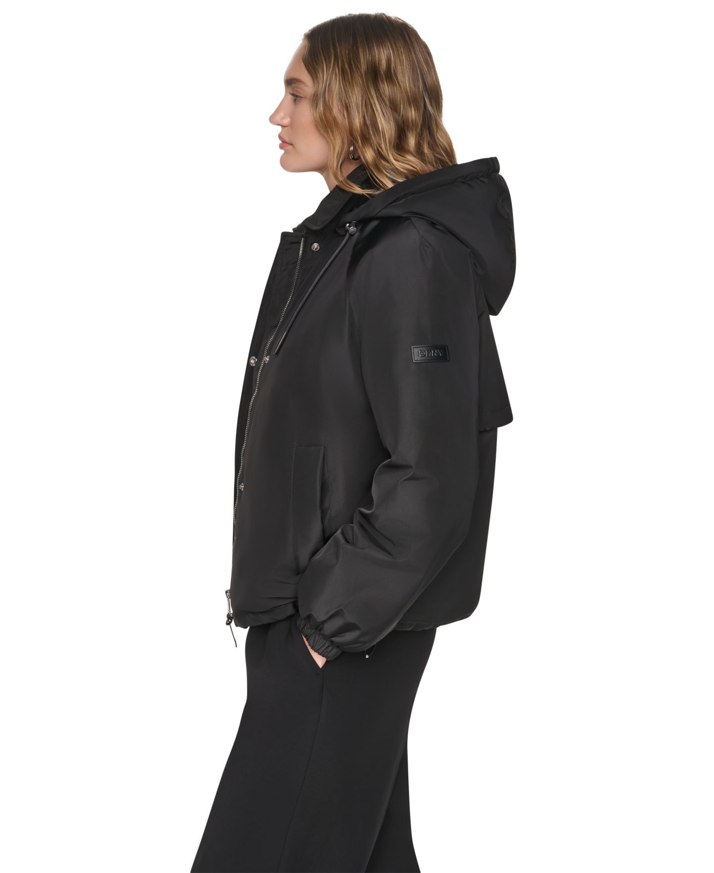Женская куртка DKNY Hooded Bubble Hem Rain jacket, цвет: Чёрный — фото 3