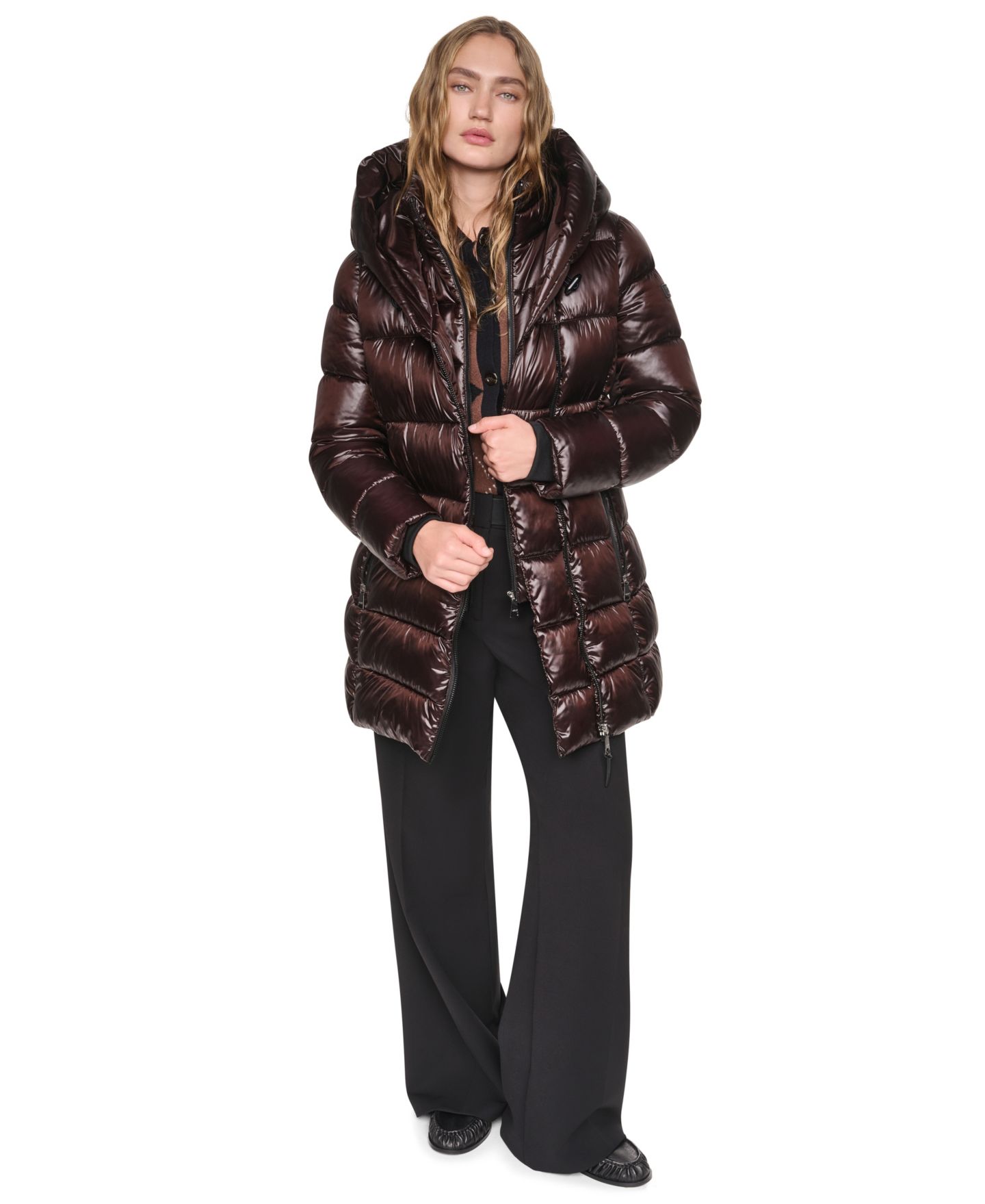 Женская куртка DKNY Pearlized Hooded Walker with Bib, цвет: Bitter — фото 2