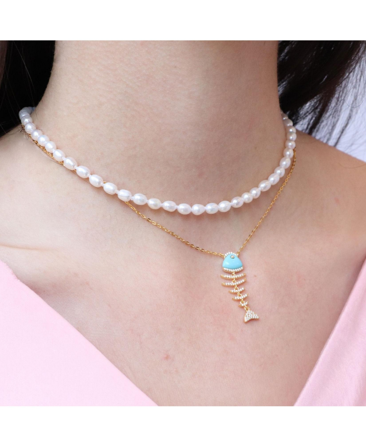 The Lovery Turquoise Fish Necklace 14K Gold-Plated Sterling Silver
