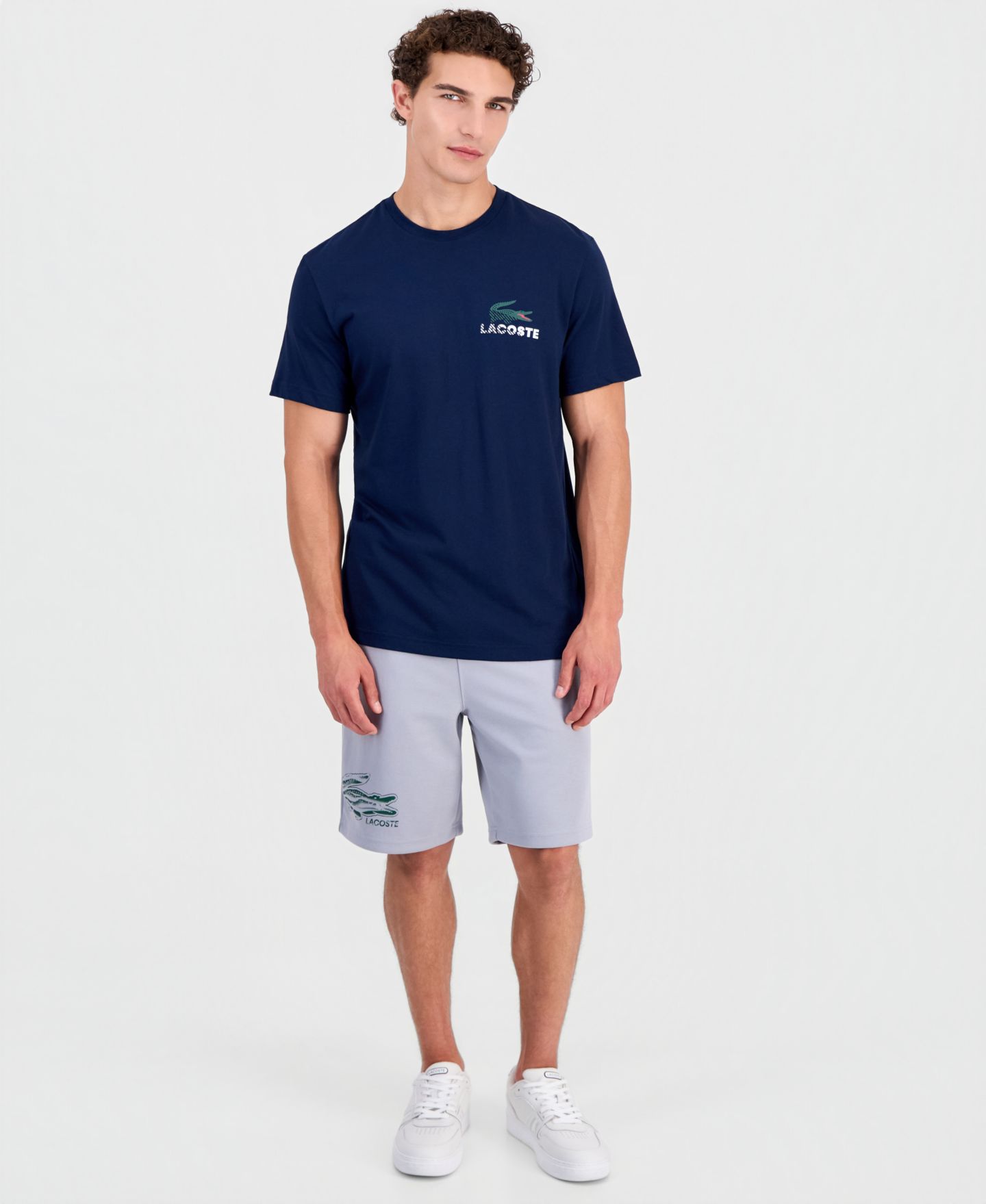 Мужская футболка Lacoste Water Base Print Crewneck, цвет: Тёмно-синий — фото 3