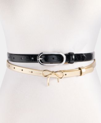 Holiday Bow Buckle Belts, 2-Piece Set