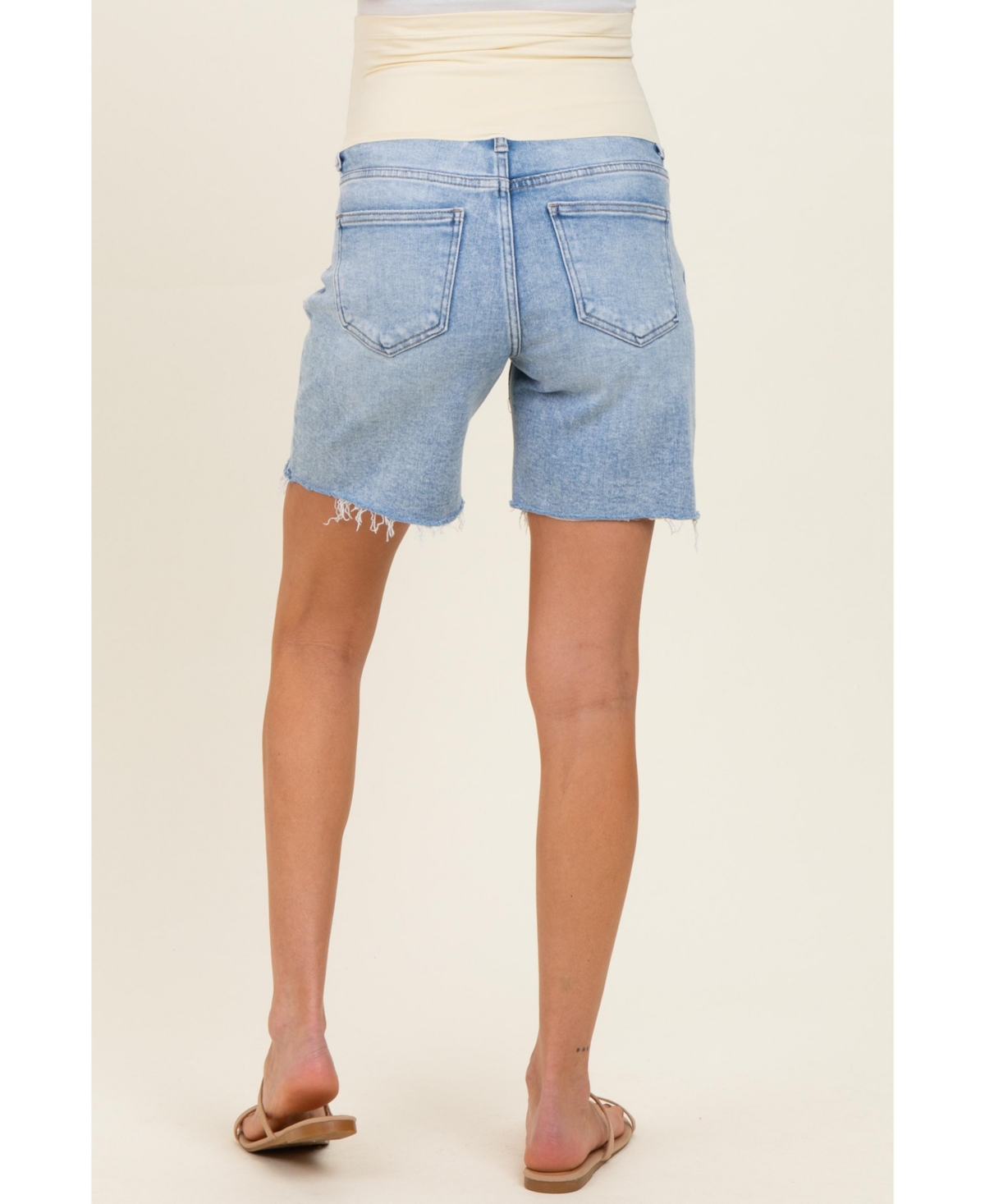 Pinkblush Maternity Light Blue Distressed Frayed Hem Midi Jean Shorts