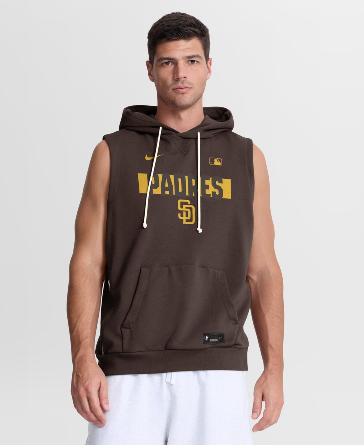 Nike Men's Brown San Diego Padres Authentic Collection Standard Issue Dri-fit Sleeveless Hoodie