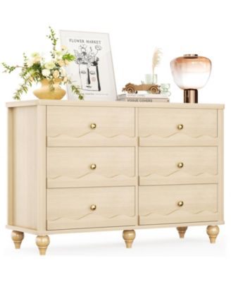 43" Wooden Dresser with 6 Drawer, Closet Storage Cabinet