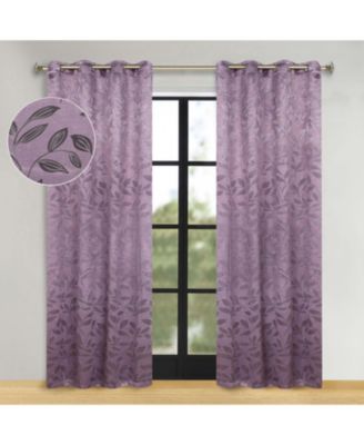 Leaves Room Darkening Grommet 2-Panel Curtain Set