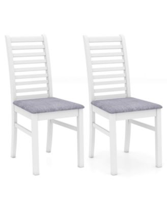 Modern Dining Chair Kitchen Chair with Rubber Wood Legs and Slatted Backrest