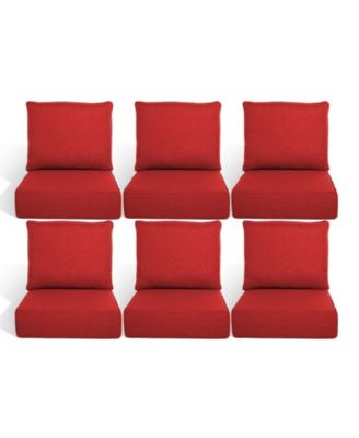 6 Pack Outdoor Deep Seat Cushion Set, 6-inch Thicked Waterproof Patio Furniture Cushions with Removable Cover, 8 Colors