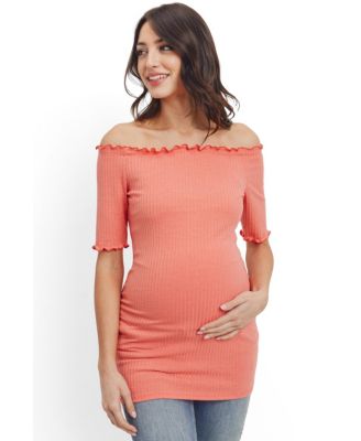 Women's Maternity Off-the-Shoulder Ribbed Tunic Top