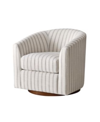 Amiir 30.5'' Wide Genuine Leather Swivel Barrel Chair with Solid Wood Base