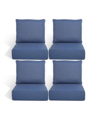 Outdoor Chair Cushions Set of 4, Patio Furniture Cushions - Removable Cover, Water-Repellent, Replacement for Deep Seat Sofa