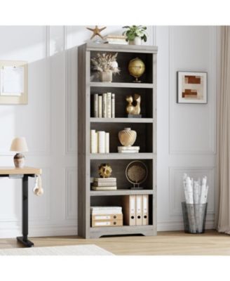 Versatile File Organizer – Rustic Wooden Cabinet with Adjustable Shelf, 2-Tier Tall Bookcase for Home Office and Living Room