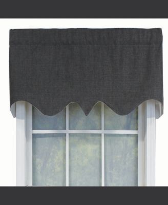 R-Crosby Essential Solid Color Fabric Printed Regal Valance 3inch  Rod Pocket Iron Charcoal
