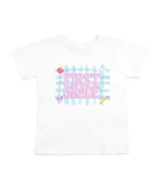 Little Girls First Grade Pearl Patch Short Sleeve T-Shirt