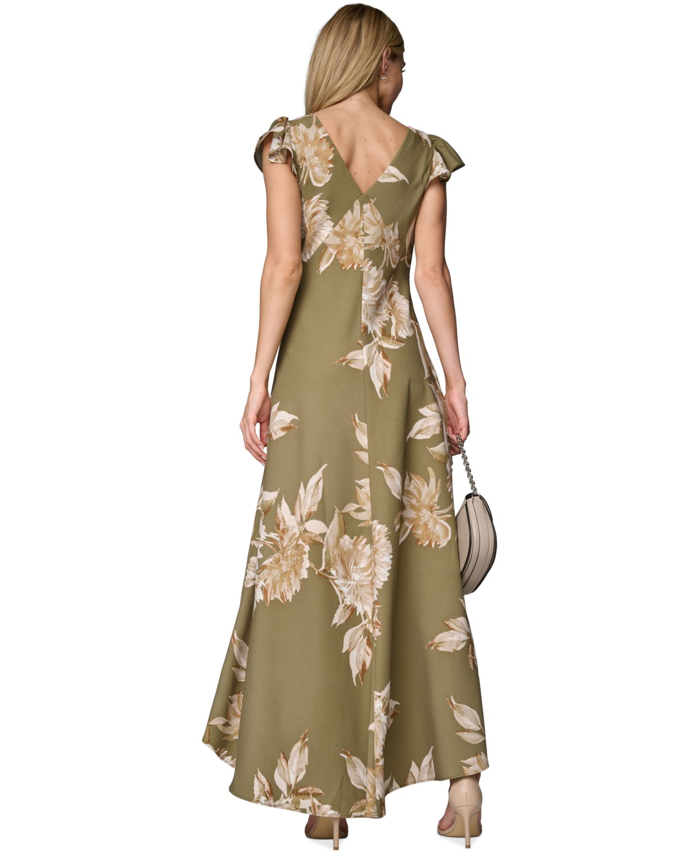 Женское платье Calvin Klein Printed V-Neck Midi, цвет: Оливковый разноцветный — фото 7