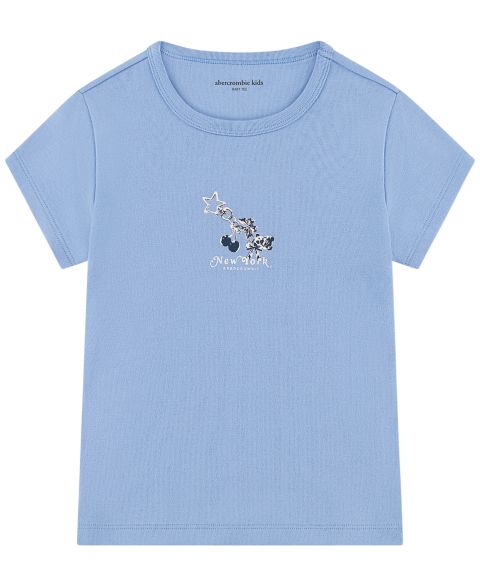 Детская футболка abercrombie kids с кружевной отделкой, короткий рукав, 5-16, цвет: Светлый пастельный синий