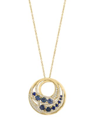 Sapphire (1-1/3 ct. t.w.) & Diamond (3/8 ct. t.w.) Pendant Necklace in 14k Yellow Gold