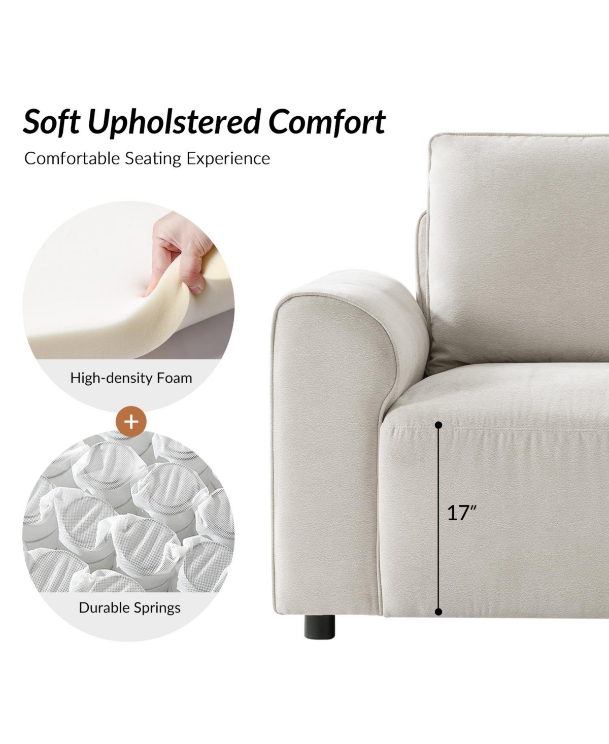 Hulala Home Bernice Modern Oversized Armchair with Removable Back Cushion