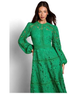 green lace midi dress with sleeves Coast Women's Lace Insert Midi Dress in Green | Size: 8