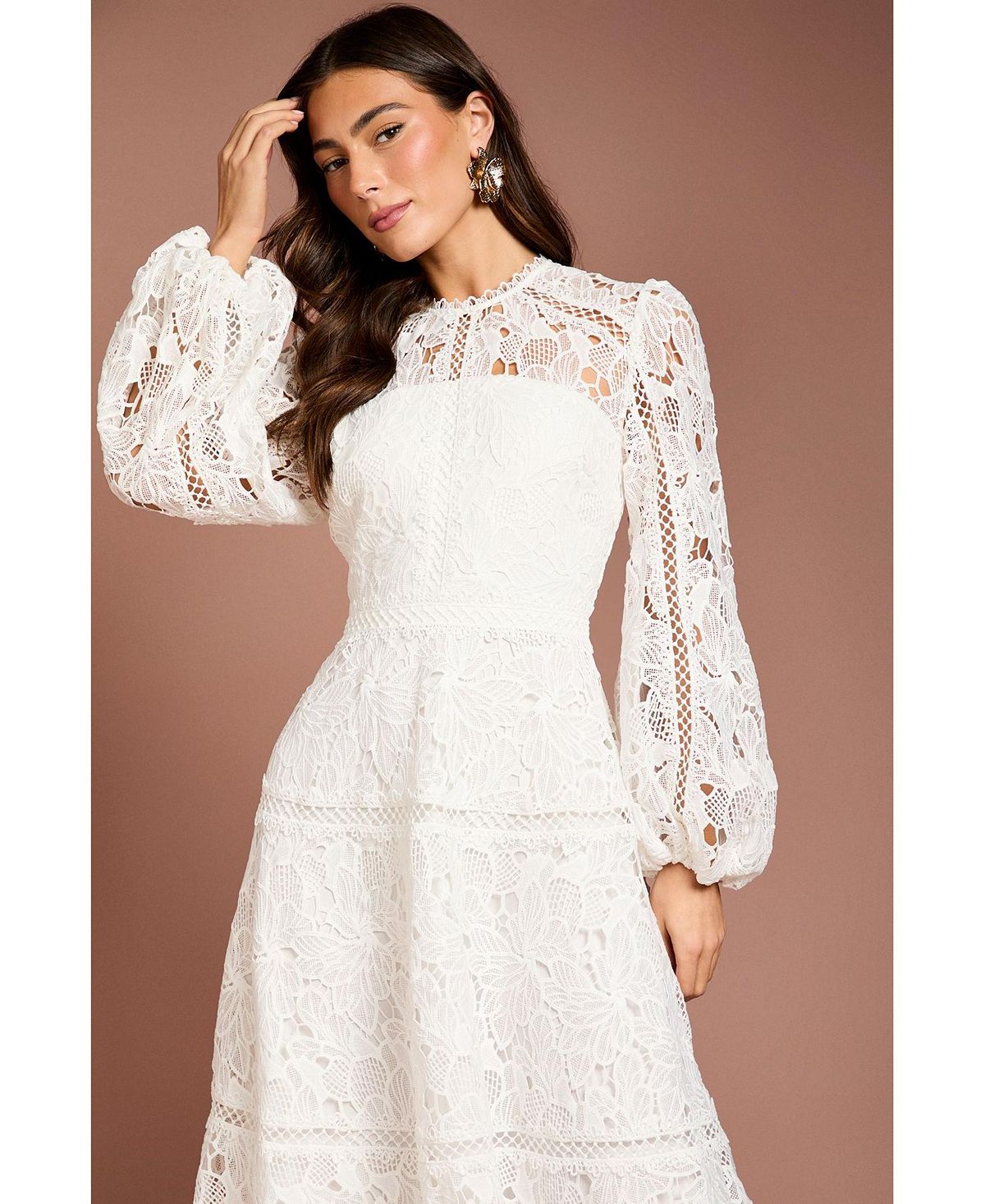 Coast Women's Lace Panel Long Sleeve Midi Dress view 4 — MAYCSS fashion products