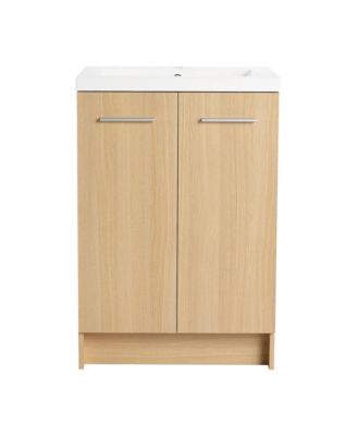 24 Inch Light Oak Freestanding Bathroom Vanity  Bathroom Cabinet Space Saving Home Bathroom Furniture for Small Bathrooms Apartment