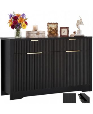 55" Wood Modern Sideboard Buffet Cabinet with Door and Storage Drawers