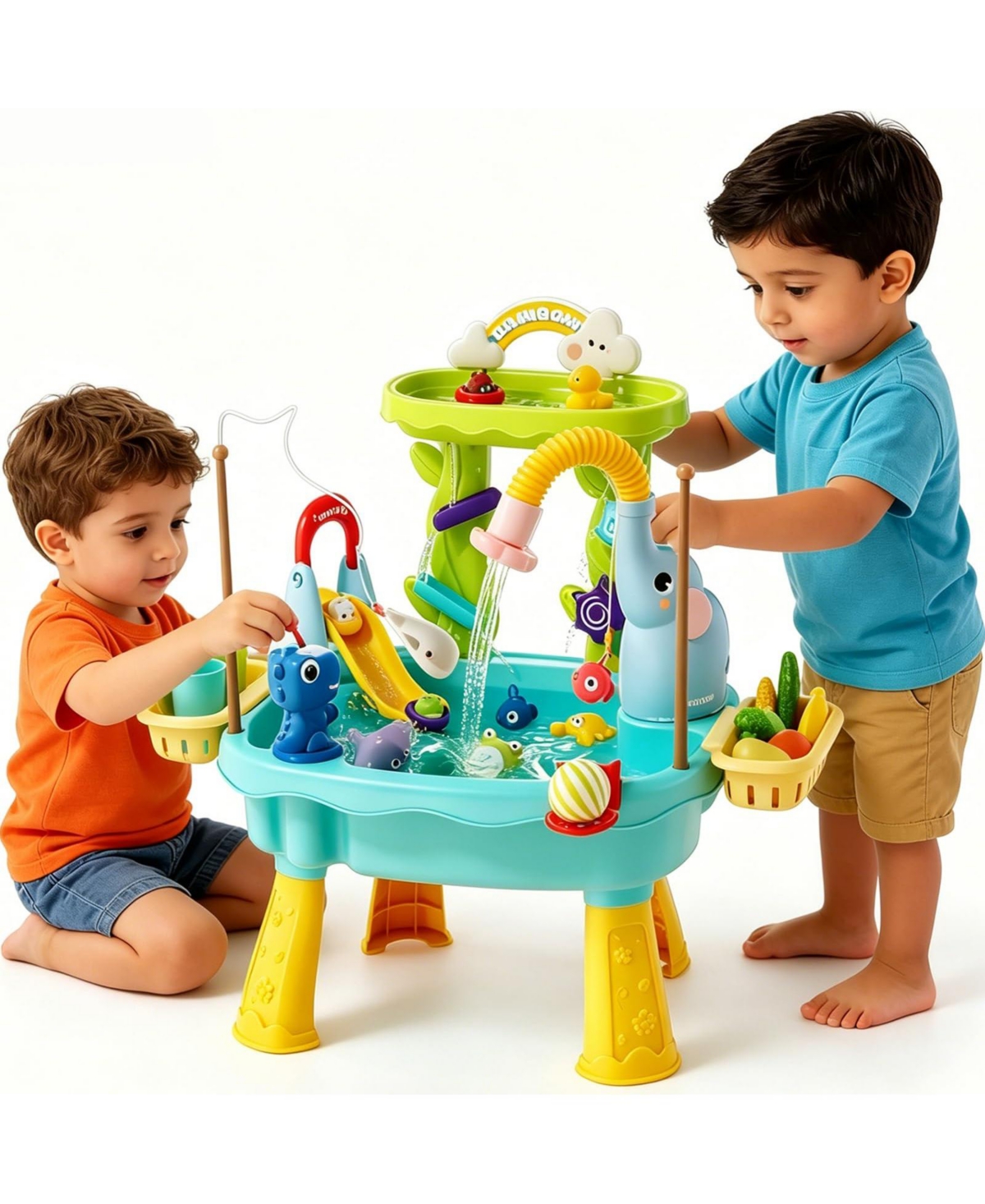 Gnuadz Kids Water Table Electric Pump Faucet Play Food Fishing Kitchen Sinks Toy