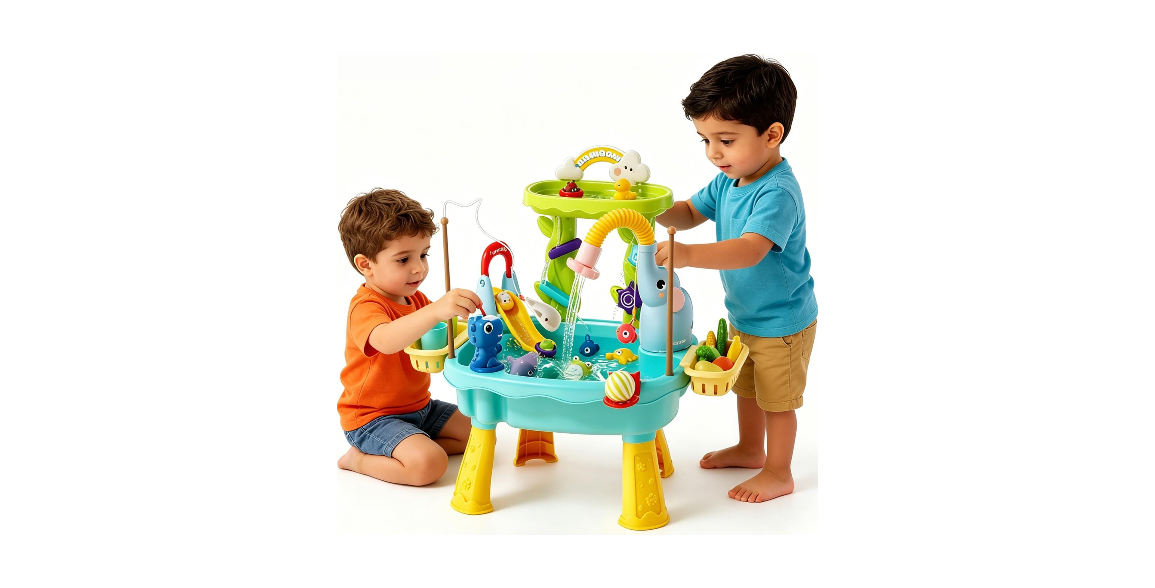 Gnuadz Kids Water Table Electric Pump Faucet Play Food Fishing Kitchen Sinks Toy