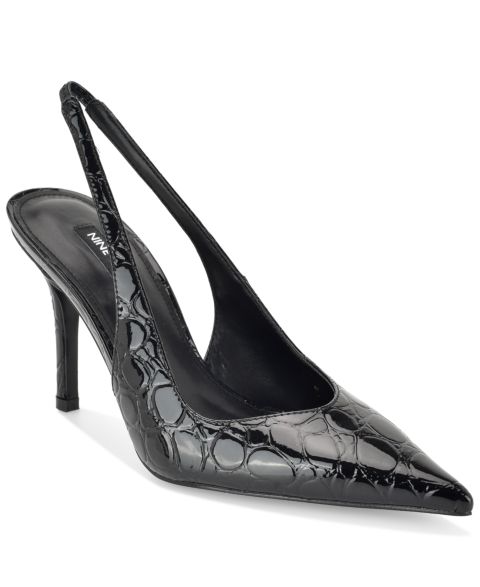 Женские туфли Nine West Gerts Pointed Toe Slingback Dress Pumps, цвет: Чёрный лаковый