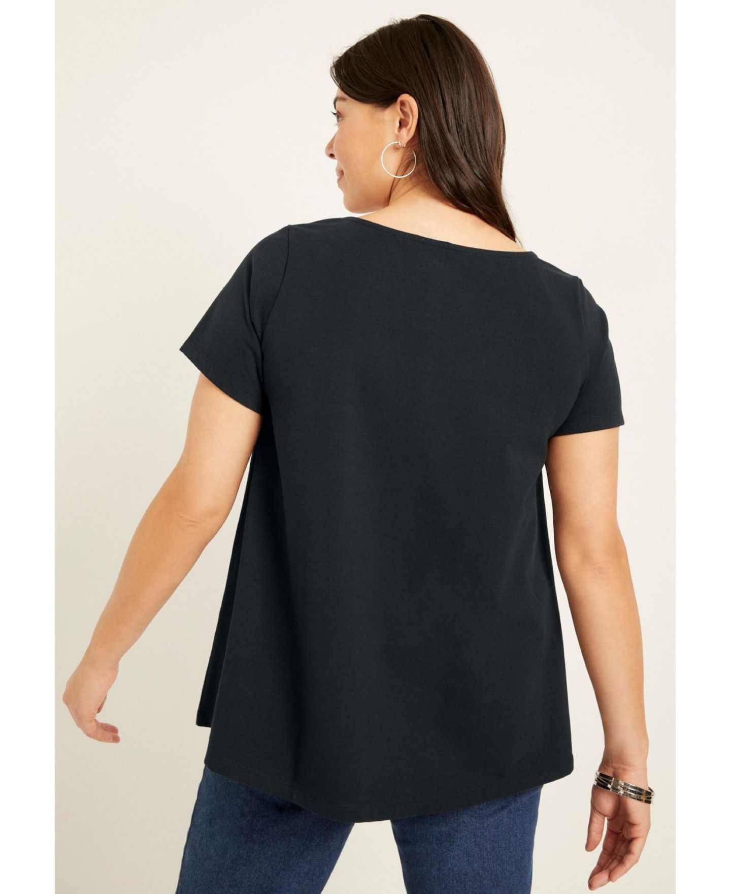 Женский топ June & Vie Short-Sleeve Swing One Only Tunic, цвет: Чёрный — фото 4