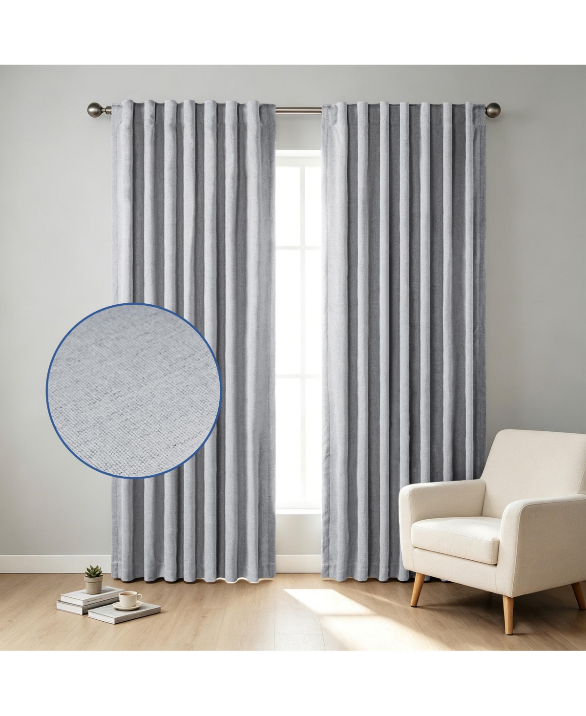 Chenille Blackout Back Tab Curtains Pair
