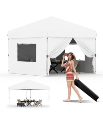 10x10 Pop Up Canopy Tent With 4 Removable Sidewalls, Adjustable Height Outdoor Shelter With Roller Bag, Multiple Colors
