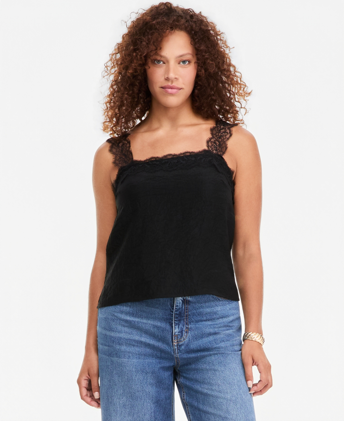 On 34th Women's Crinkle Satin Lace-Trim Tank, Macy's Exclusive