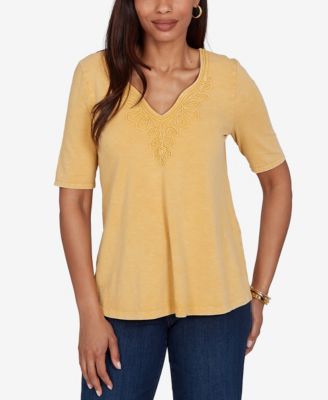 Petite Soutache Short-Sleeve Knit Top
