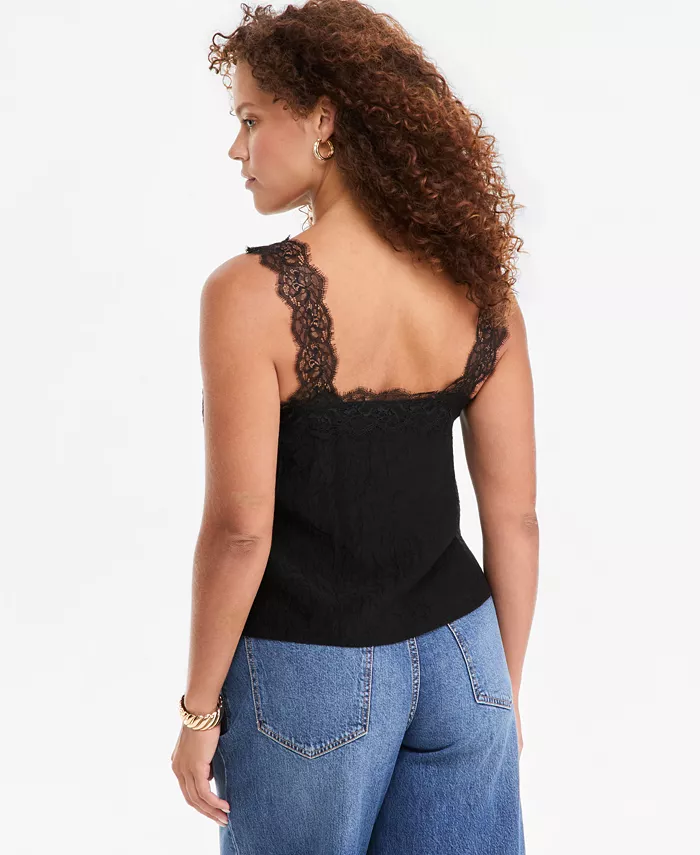 Women's Crinkle Satin Lace-Trim Tank - thumbnail 9