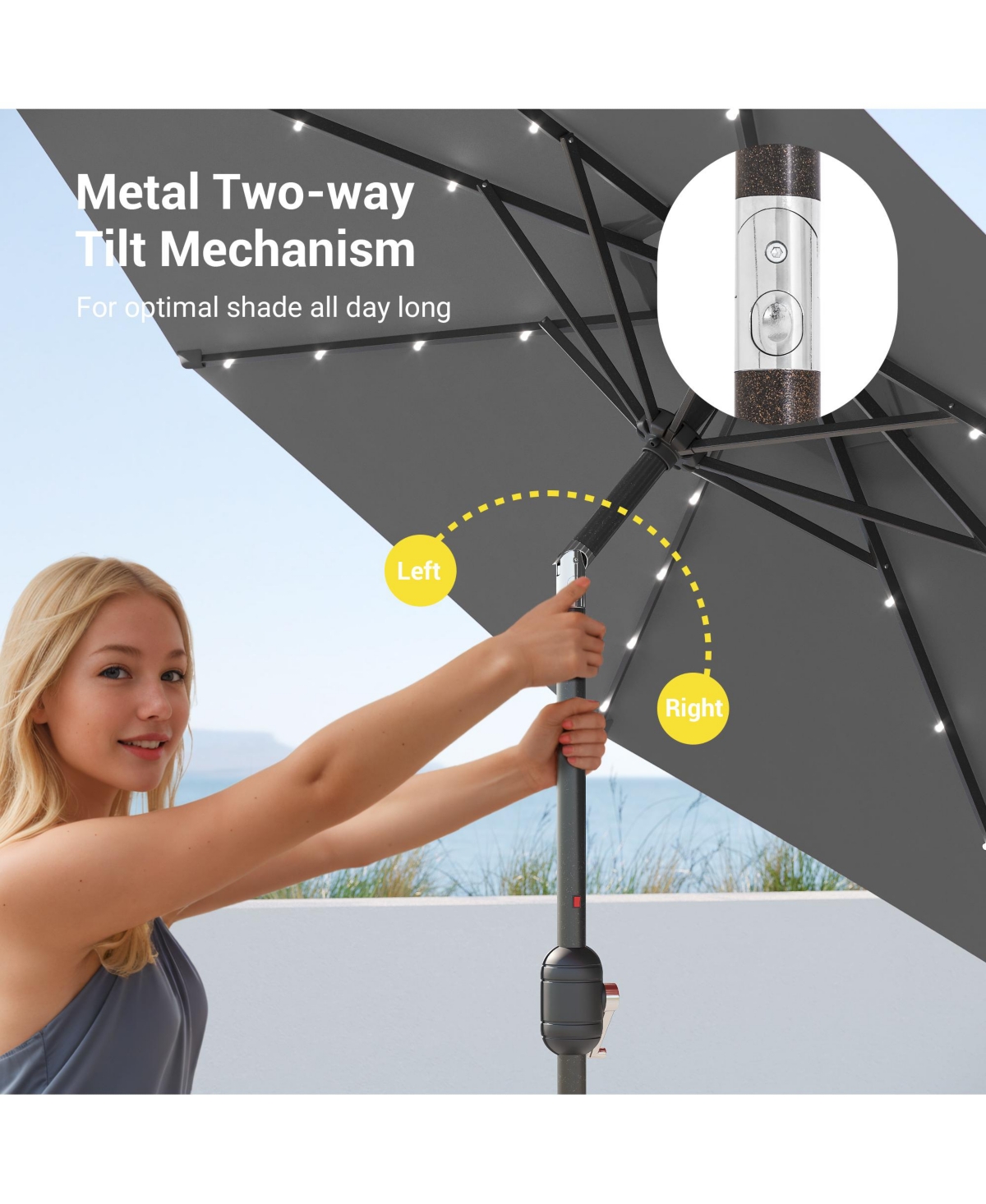 Sonkuki Enhance Your Outdoor Oasis With 9Feet Led Round Patio Umbrella - Stylish, Durable, And Sun-Protective