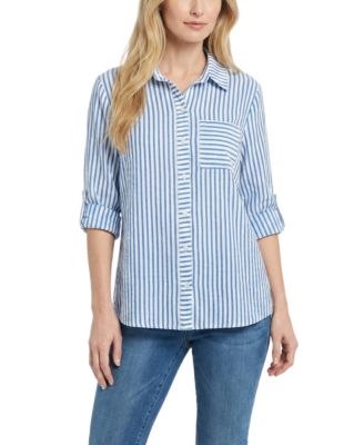 Petite 3/4-Sleeve Roll Tab Blouse