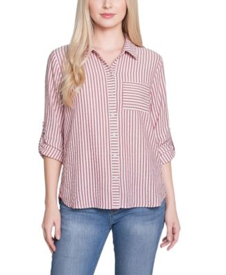 Petite 3/4-Sleeve Roll Tab Blouse